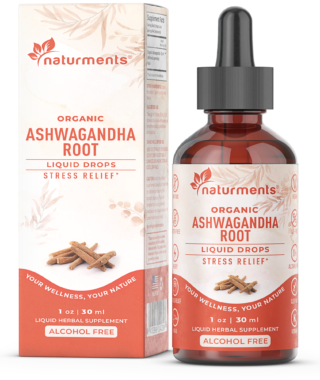 Organic Ashwagandha Root  Liquid Supplement: Promotes Stress Relief and  Nervous System Support- 1 Oz