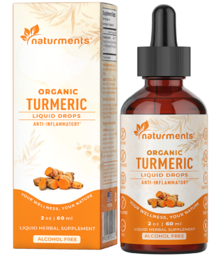Liquid Turmeric Curcumin Organic Supplement: Joint Support & Inflammatory Response, Graceful Aging – 2 Fl Oz