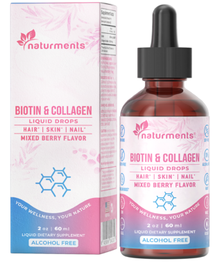 Liquid Biotin & Collagen Supplement: Strong Hair, Skin, Nail, Joints Support – 2 Fl Oz