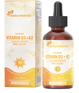 Vitamin D3 with K2 Liquid Drops: for Bone and Heart Health Formula Immune Support – 1 Fl Oz